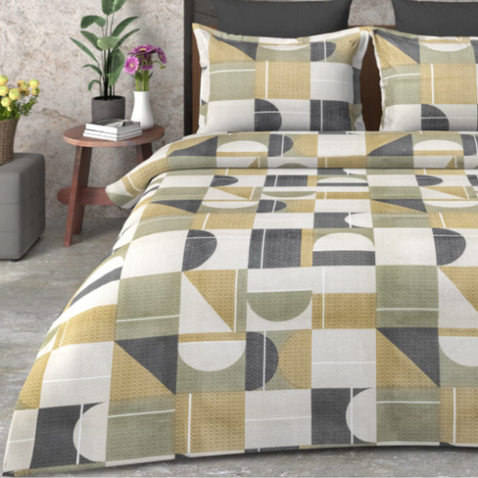 Porcelain print cotton Double Bed Bedsheet with 2 Pillow covers