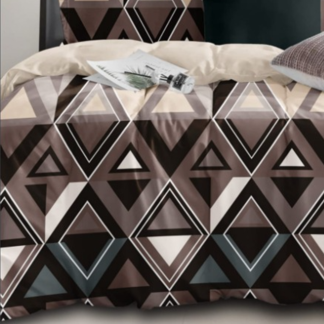 Multicolored Geometric Cotton King Size Bedsheet Double Bed with 2 Pillow