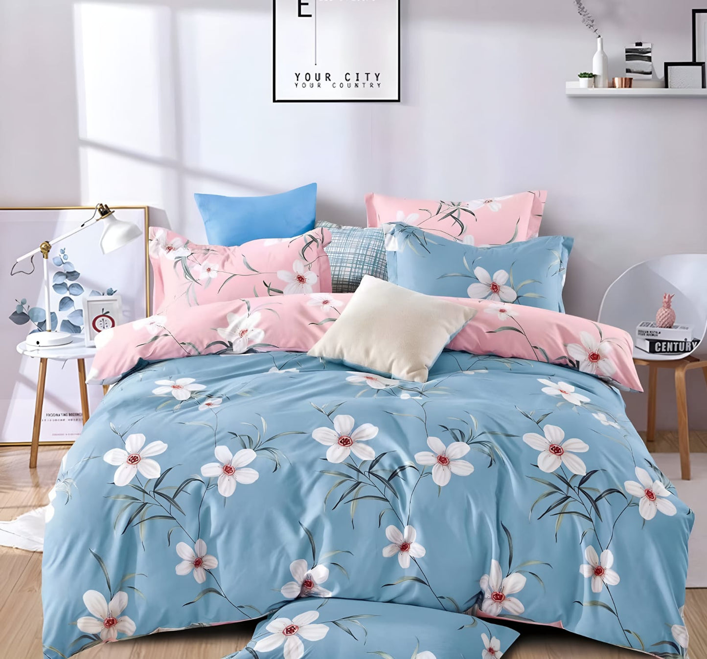 Summer Special Premium King Size Elastic Fitted Double Bed Bedsheet