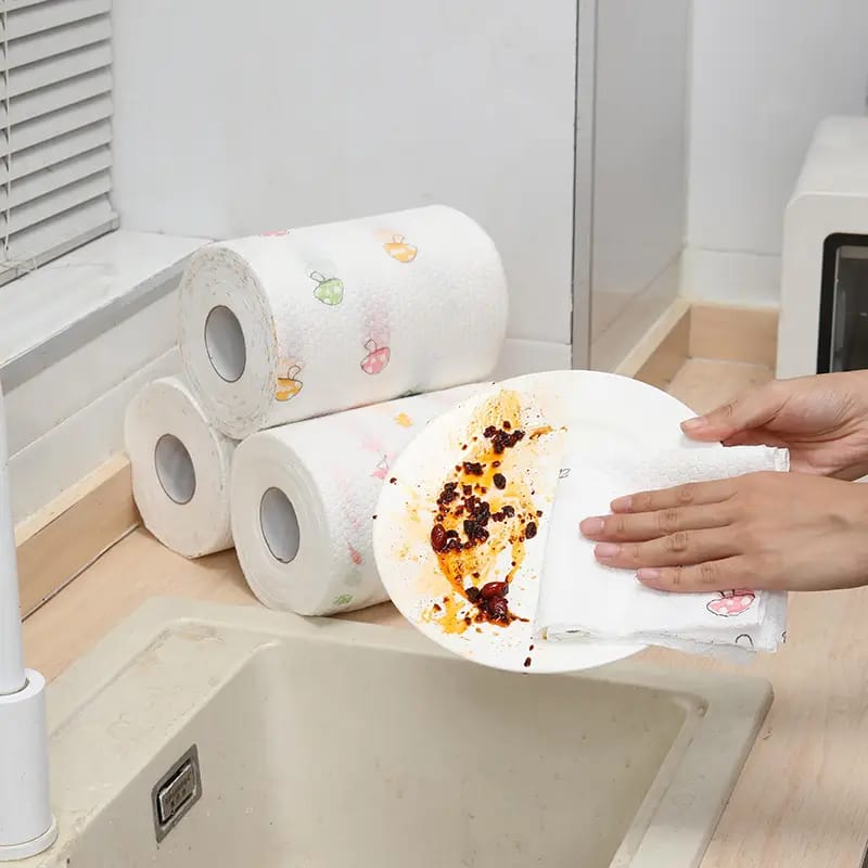 (Pack of 2) Washable Lazy Rag Kitchen Towel Wet And Dry Household Chores Degreasing Disposable Paper Roll for Kitchen