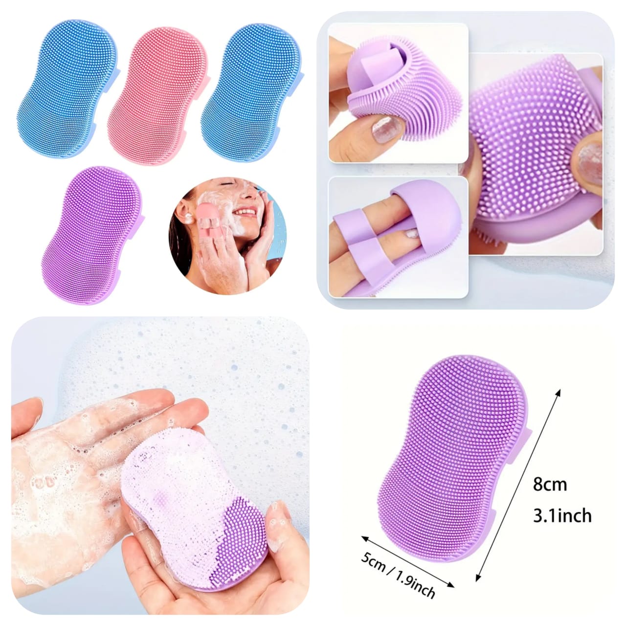 (Pack of 2) Soft Silicone Manual Facial Cleansing Finger Face Brush for Makeup Removal Nose and Wing Cleaner for Women