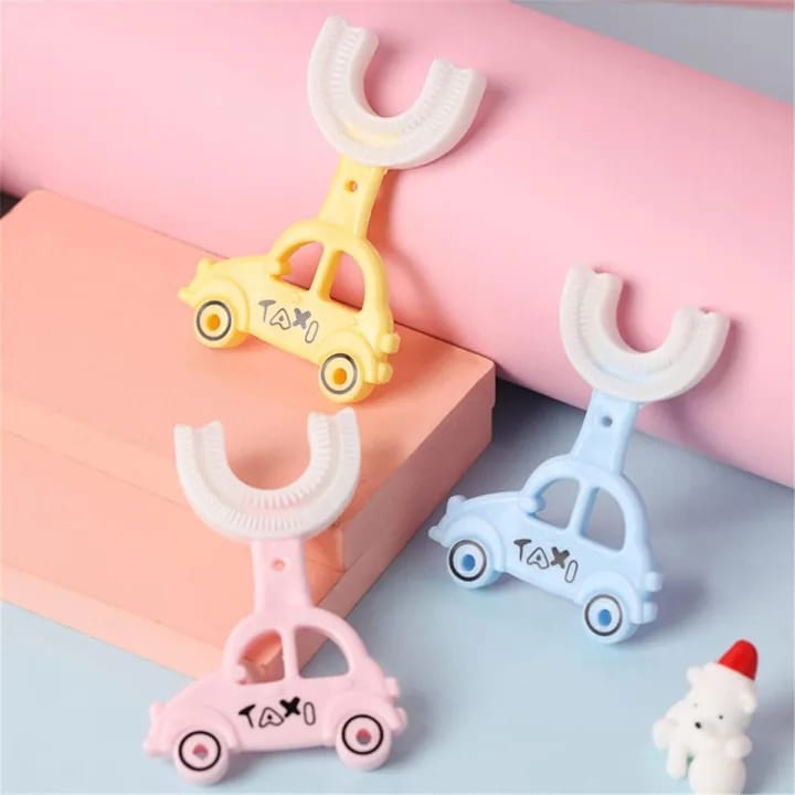 (Pack of 2) Taxi U Shape Teether Brush 360 Degrees Mouthpiece Tooth Brush For Toddlers
