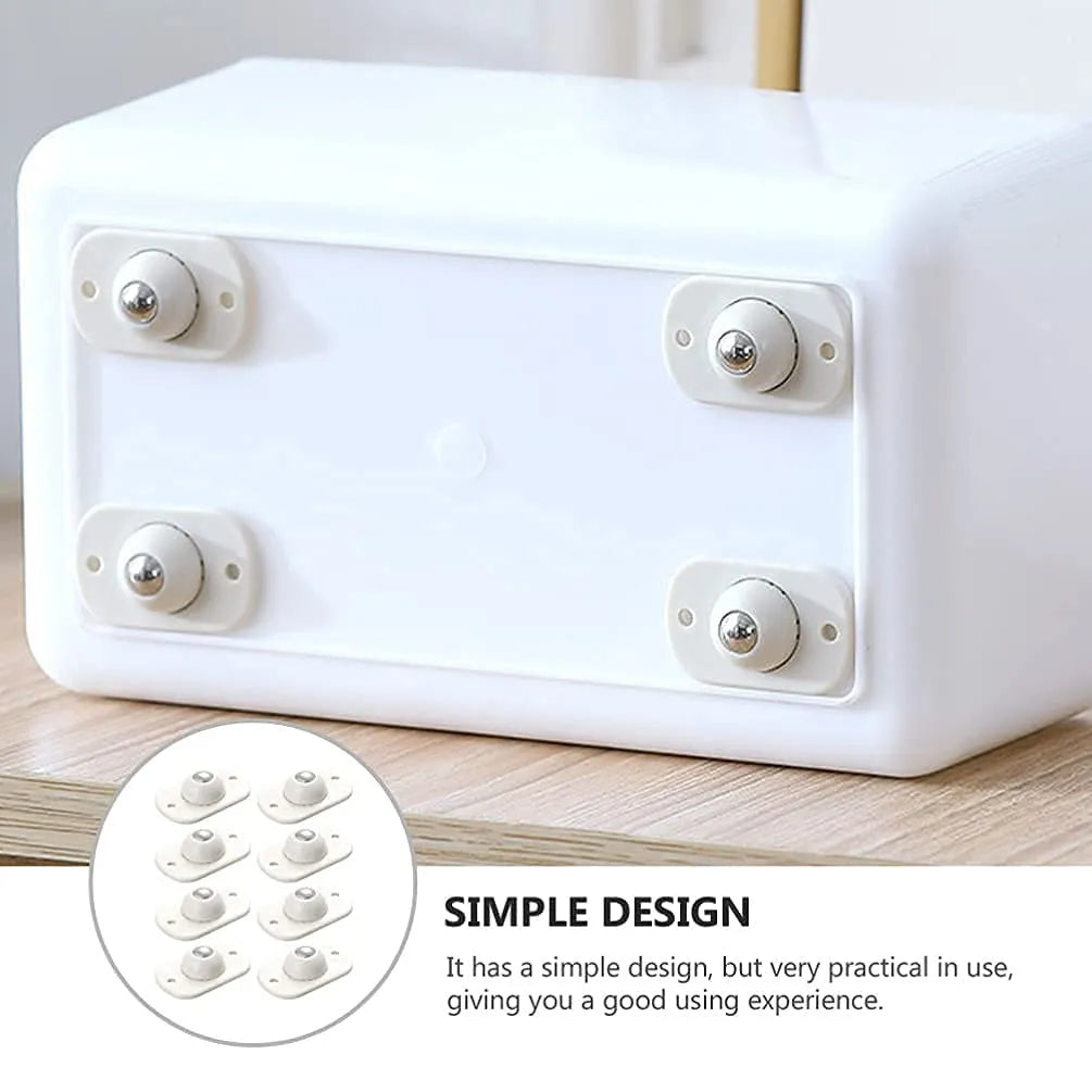 Self-Adhesive Rotating Mini Wheels for Storage Boxes & Bins