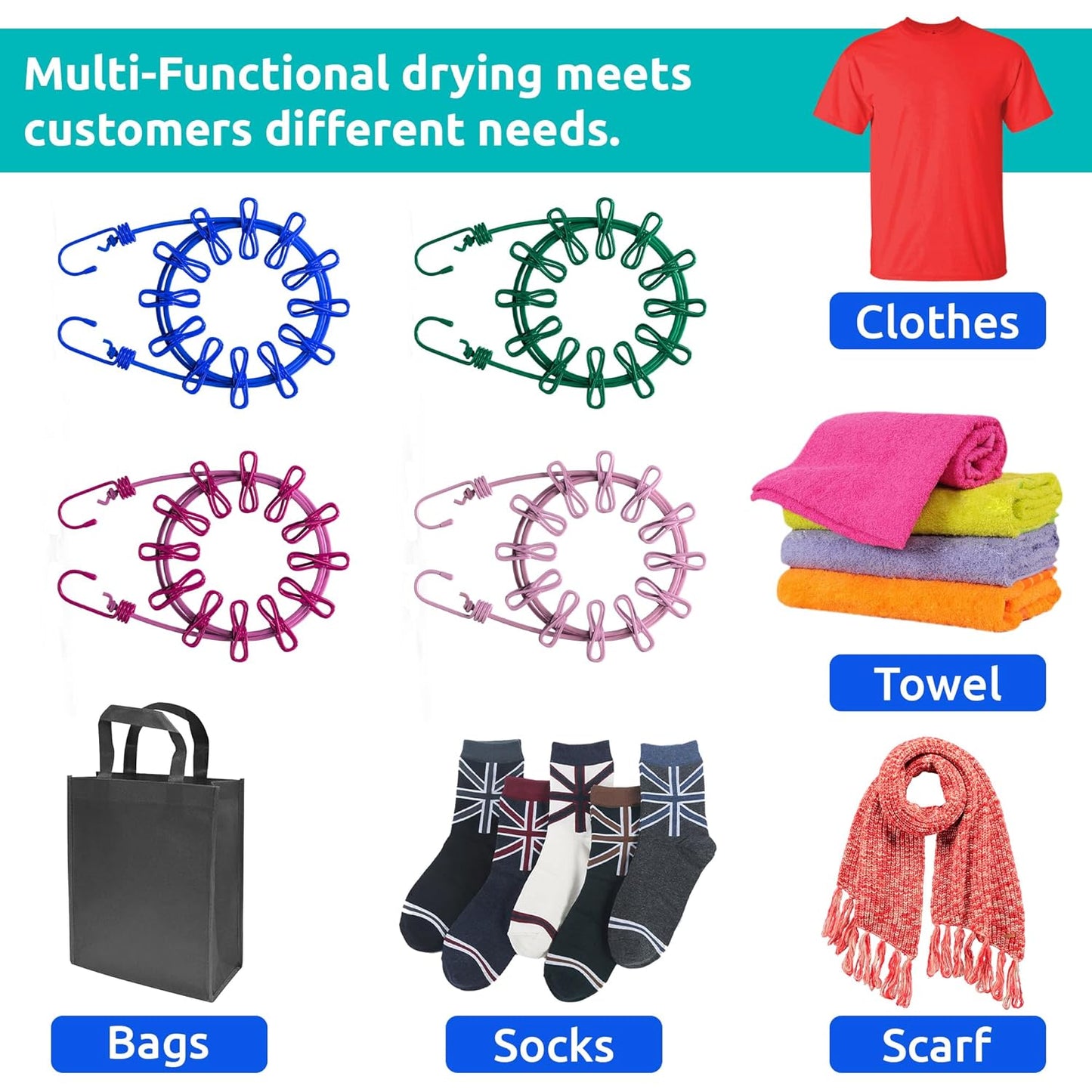 Cloth Drying Rope with Two-Sided Hooks (Heavy Quality)