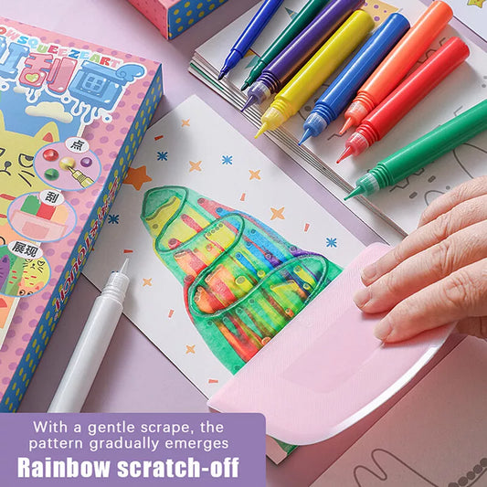 DIY Rainbow Scratch Art Painting