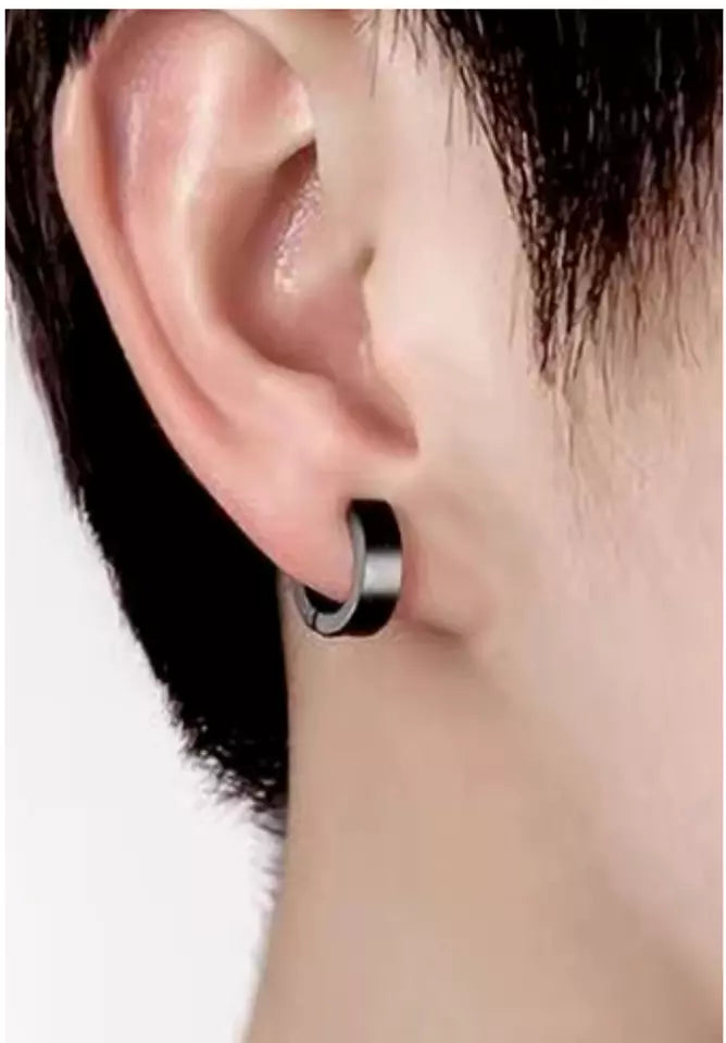 Black Hoop Earrings for Men