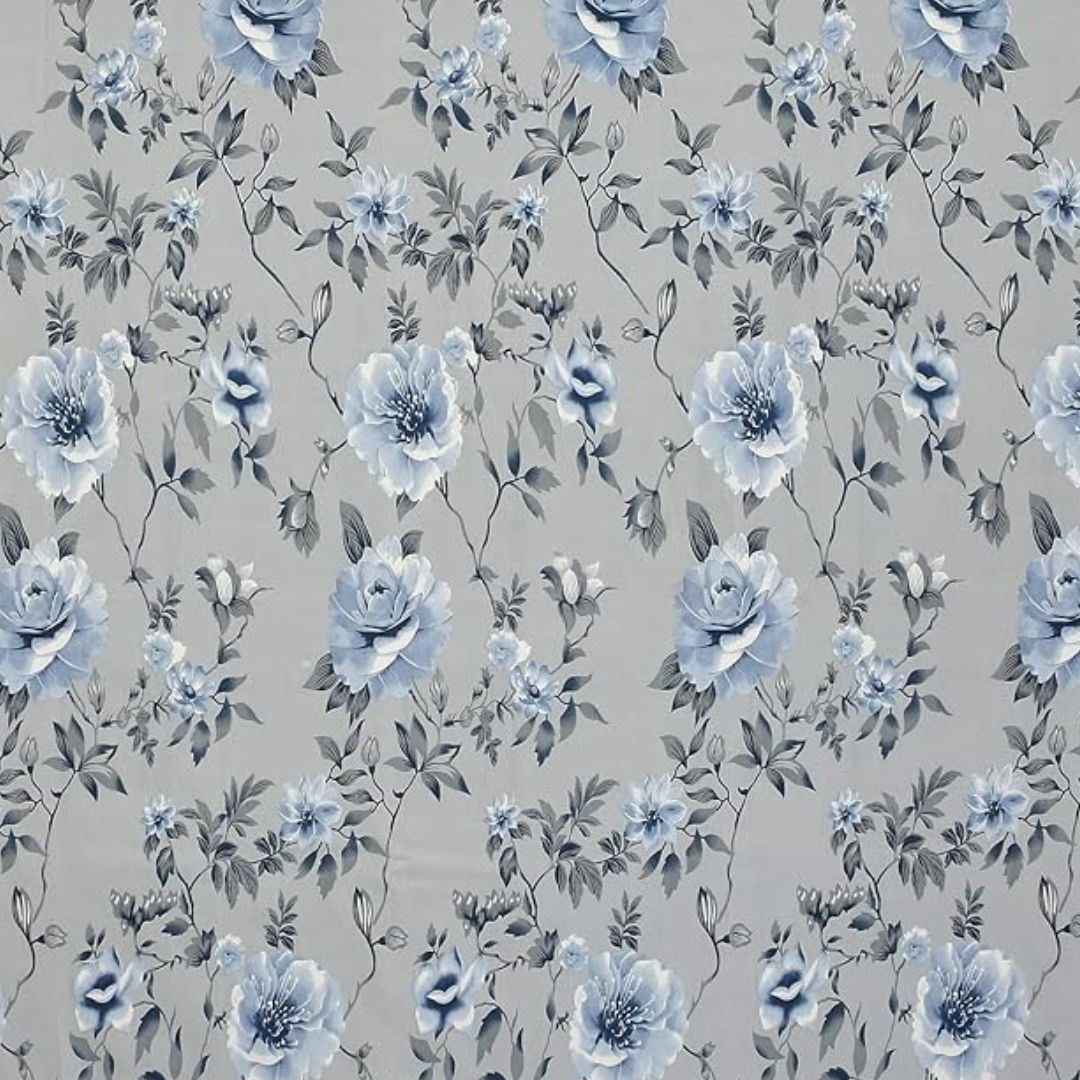 3D Floral Printed Elastic Fitted Bedsheet for Double Bedsheet with 2 Pillows Covers (Gray)