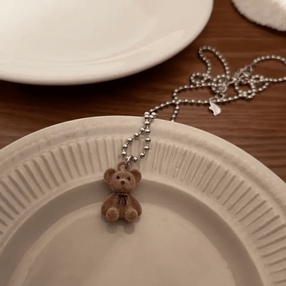 Flocking Bear Pendant Necklaces