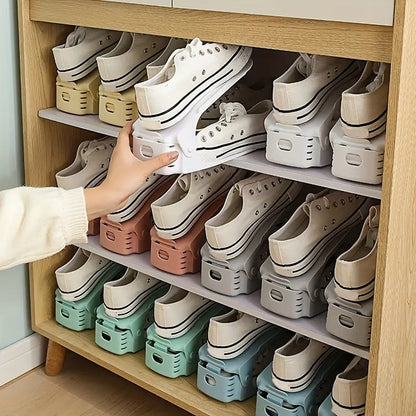 (Pack of 2) Foldable Double Layer Shoes Organizer Storage Rack for Closet Home and Outdoor Use