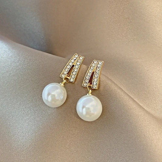 Pearl Earrings Women Diamond Ball Dangle Earrings