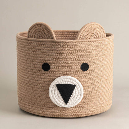 Small Bear Basket, Cotton Rope Basket, Cute Storage, Brown