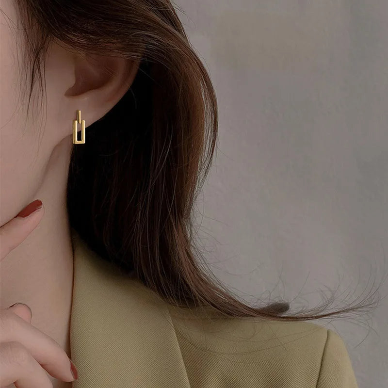 Rectangular shape small studs for women