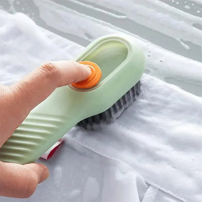 (Pack of 2) Multifunctional Easy to Use Press Liquid Brush with Soap Dispenser for Cleaning Shoes Clothes Laundry Household Use in Bathroom Kitchen