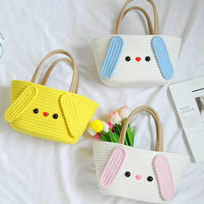 Super Cute Basket Woven With Cotton Rope (Pink)