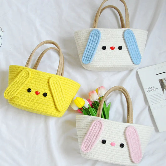 Super Cute Basket Woven With Cotton Rope (Pink)