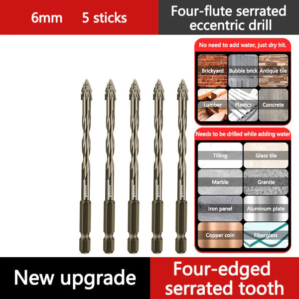 High-Strength 4-Flute Serrated Eccentric Drill Bit Kit