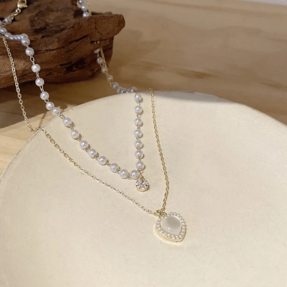 Korean Vintage Pearl Necklace With High-End Design And Broken Silver Shaped Pearl