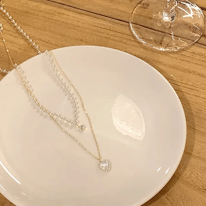 Korean Vintage Pearl Necklace With High-End Design And Broken Silver Shaped Pearl