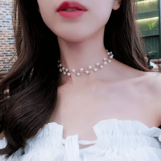 Pearl Clavicle Necklace Gold Pearl Choker Necklace Vintage
