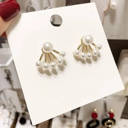 Gold Plated Needle Pearl Earrings
