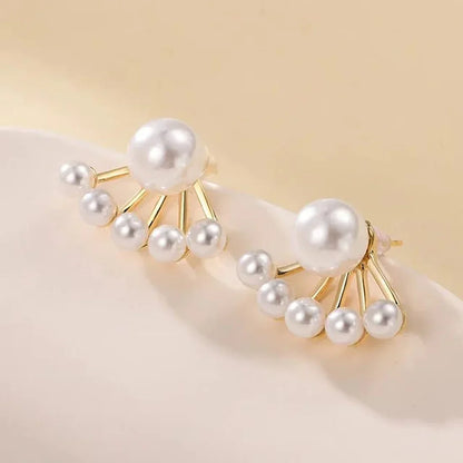 Gold Plated Needle Pearl Earrings
