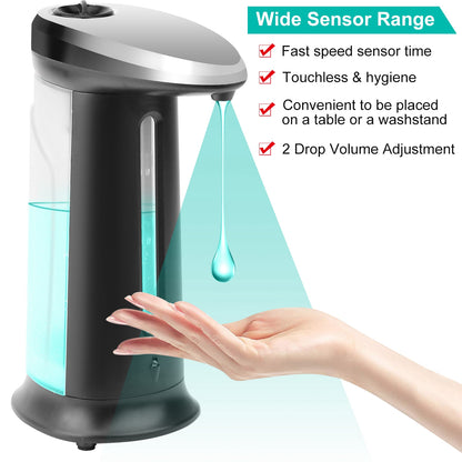 Automatic Soap Dispenser 400ML 16.9OZ Anti-slip Sensor Refillable Hand Gel Desktop Dispenser 2 Drop Volume Adjustment