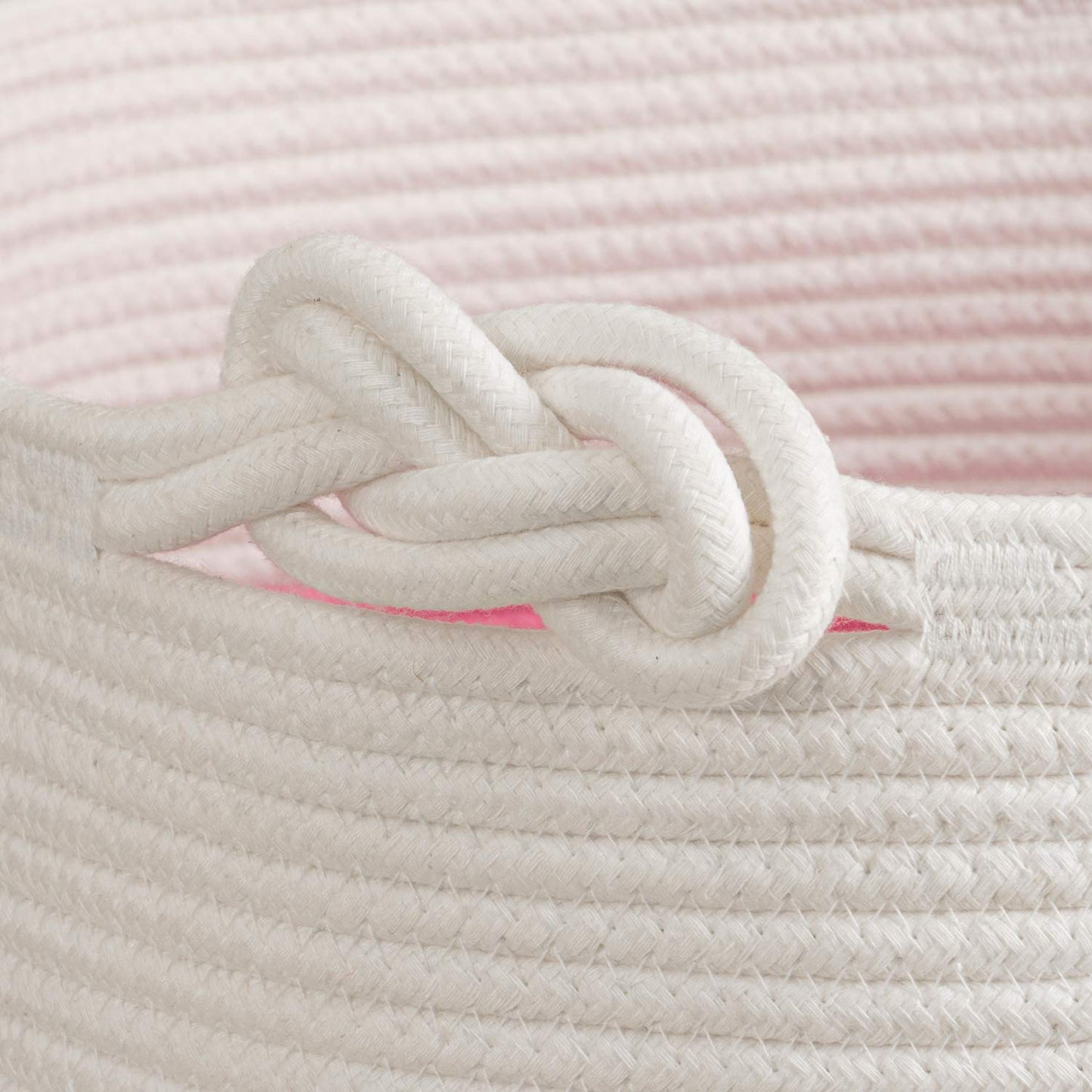 Large Rope Basket, Cute Tassel, Pink
