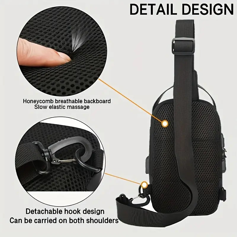 Anti-Theft Crossbody Sling Bag with USB Charging