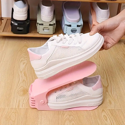 (Pack of 2) Foldable Double Layer Shoes Organizer Storage Rack for Closet Home and Outdoor Use
