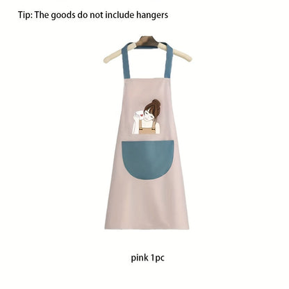 Cute Girl Waterproof Apron With Pocket