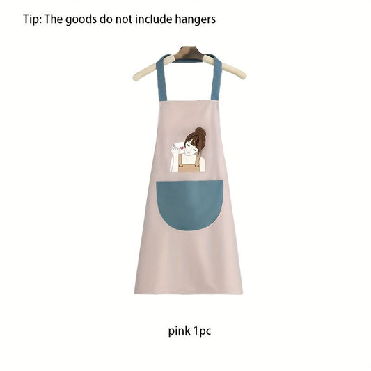 Cute Girl Waterproof Apron With Pocket