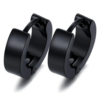 Black Hoop Earrings for Men