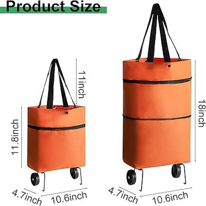 2-in-1 Folding Shopping Trolley Bag with Wheels