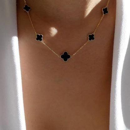 Adjustable Stainless Steel Multi Black Clover Pendant Korean Necklace
