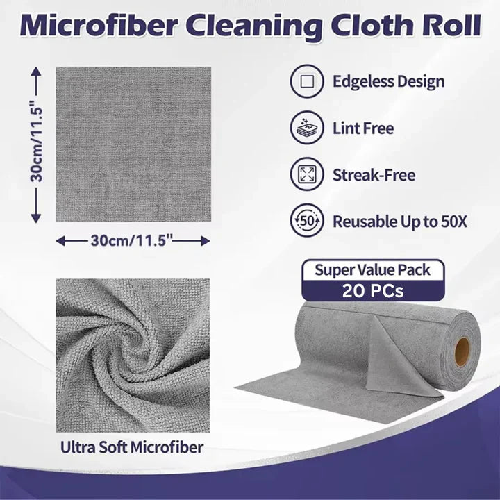 Purely™ Microfiber Cleaning Cloth Roll | Reusable & Super Absorbent