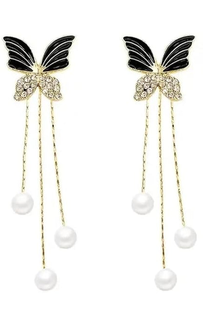 Black Colour butterfly With Pearl Korean earring