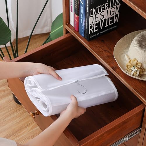 Hanging Handbag Organizer with 6 Dustproof Compartments – Foldable, Washable, White