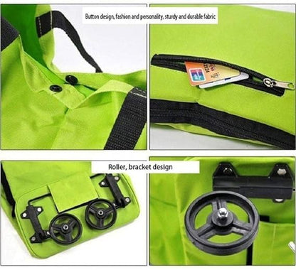 2-in-1 Folding Shopping Trolley Bag with Wheels