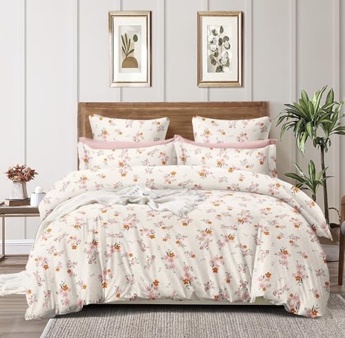 King Size White Flower Print Double Bed Elastic Fitted Premium Bedsheet