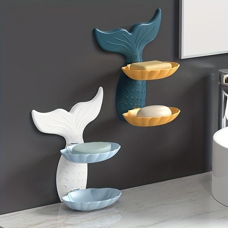 Mermaid Double Layer Soap Tray, Elegant Fishtail Design