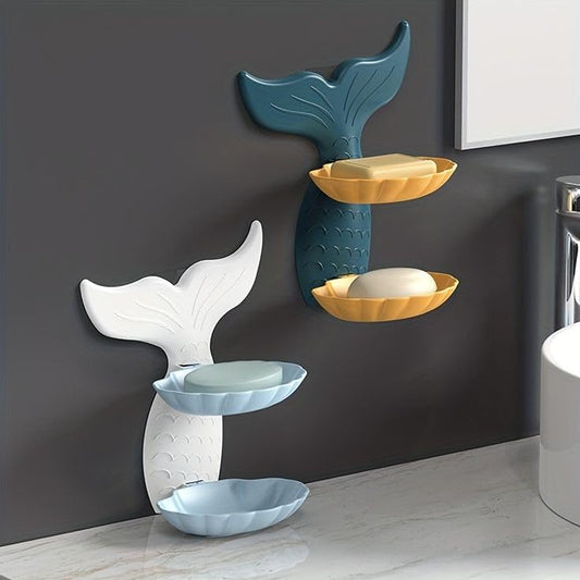 Mermaid Double Layer Soap Tray, Elegant Fishtail Design