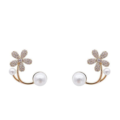 Flower Shape with Pearl Korean earring