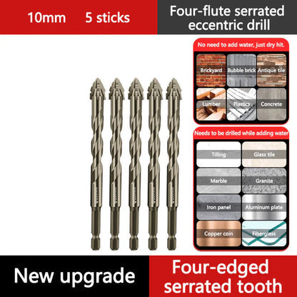 High-Strength 4-Flute Serrated Eccentric Drill Bit Kit