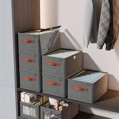 Multi-functional Folding Wardrobe Organizer With Lid and Fabric Handle