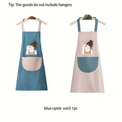 Cute Girl Waterproof Apron With Pocket