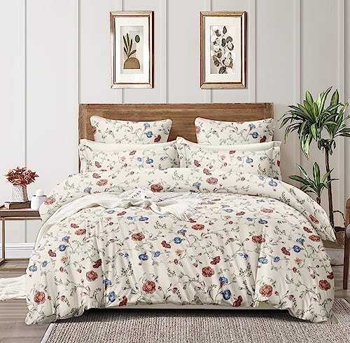 King Size White Flower Print Double Bed Elastic Fitted Premium Bedsheet