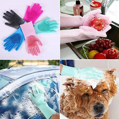 Magic Silicone Scrubbing Gloves for Dishwashing & Cleaning