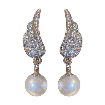 Angel Wings Earrings with pearl