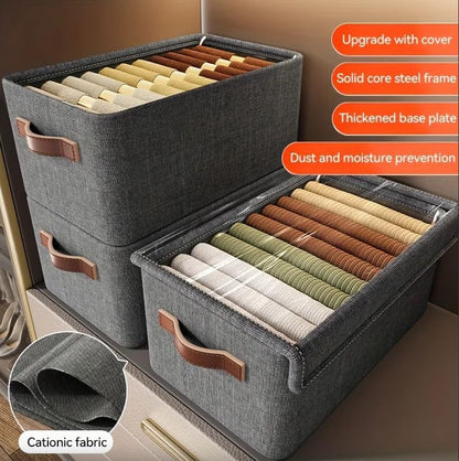 Multi-functional Folding Wardrobe Organizer With Lid and Fabric Handle