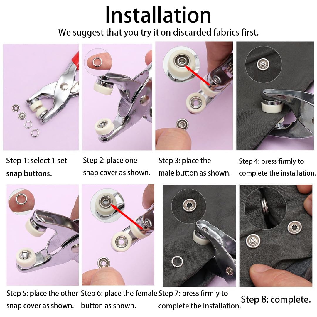 Heavy-Duty Snap Button Kit for Clothes, Bags & Leather
